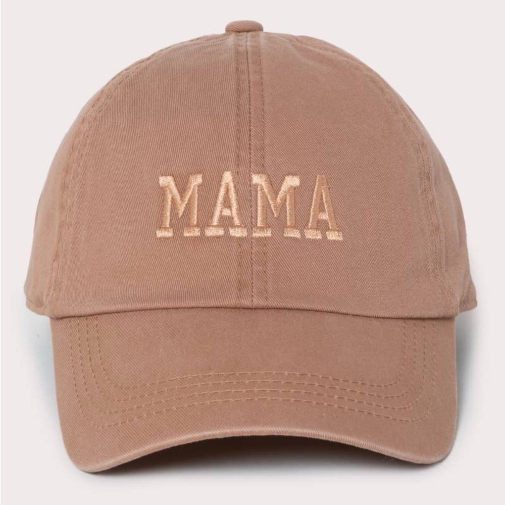 Tan 'MAMA' Embroidered Cap